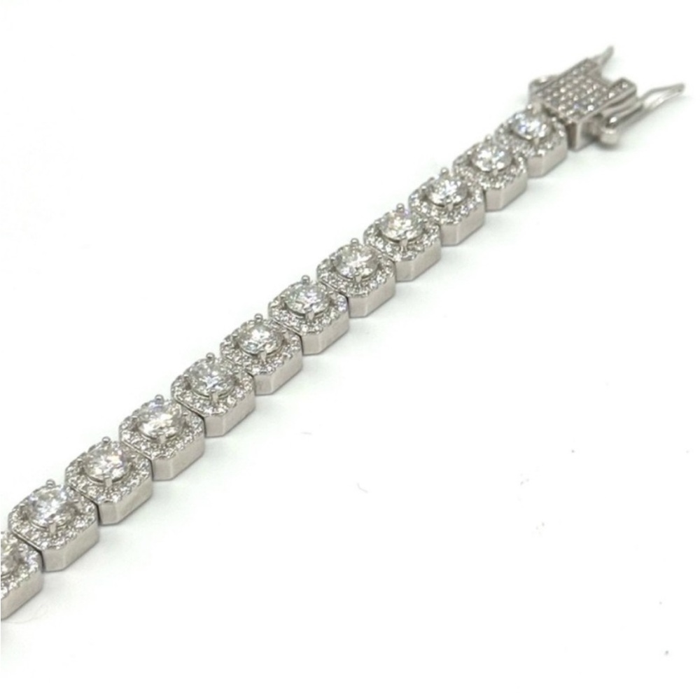 925 Silver, 11.5CTW Ice Cube Moissanite Bracelet - 8.5 - Picture 5 of 8